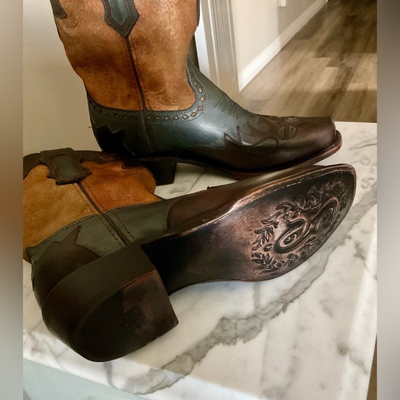 SONORA PAISLEY Western Leather Boots - Brown and Tan - Picture 11 of 12